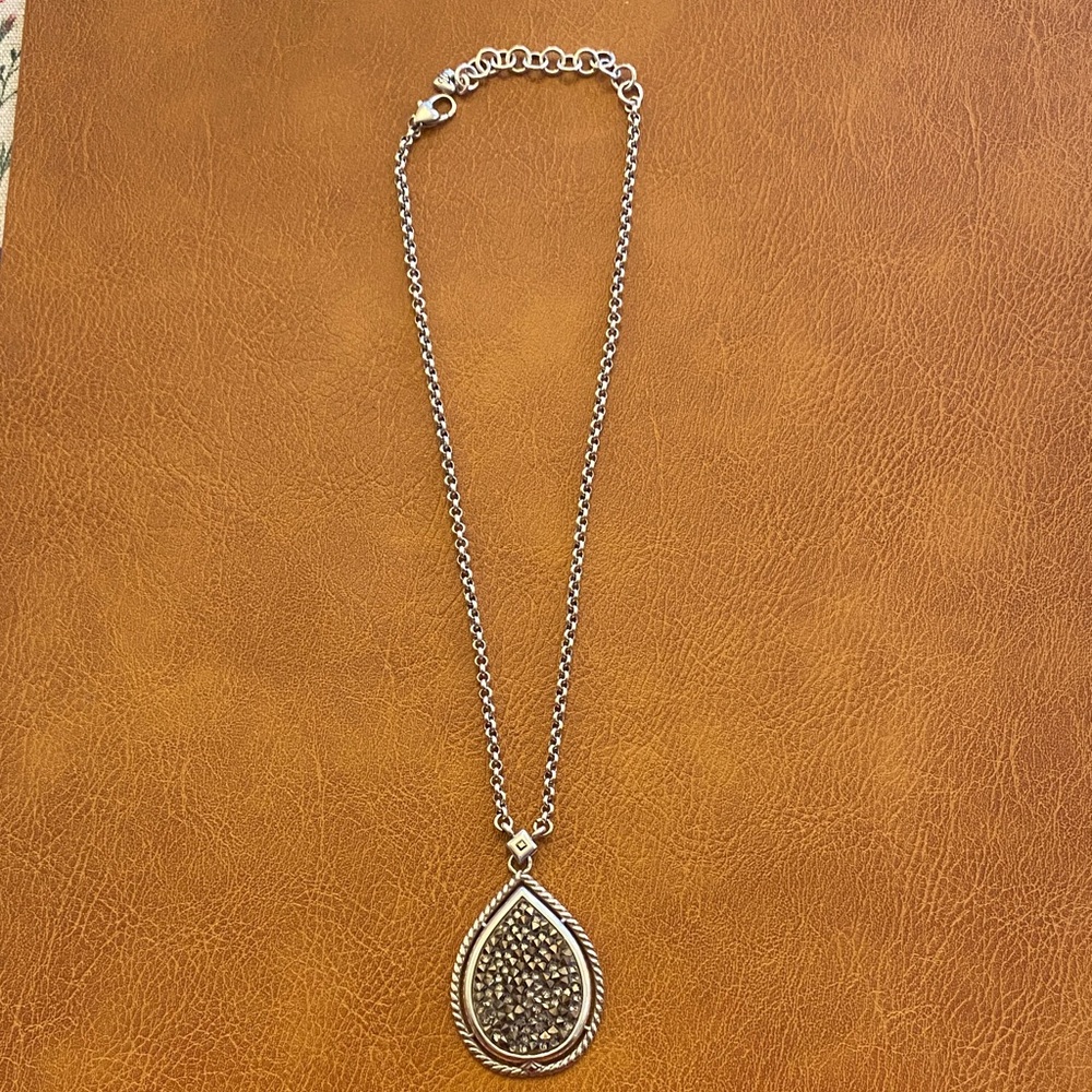 Brighton Crystal Rocks reversible teardrop pendant necklace.